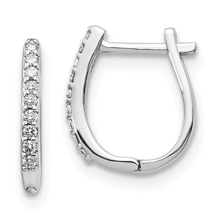 Simple Gold Hoop Earrings-14k White Gold Diamond Hinged Hoop Earrings