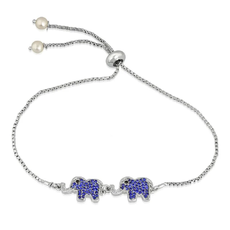 Stylish Bangles for Young Women-Mahi Majestic Elephant Adjustable Crystal Bracelet