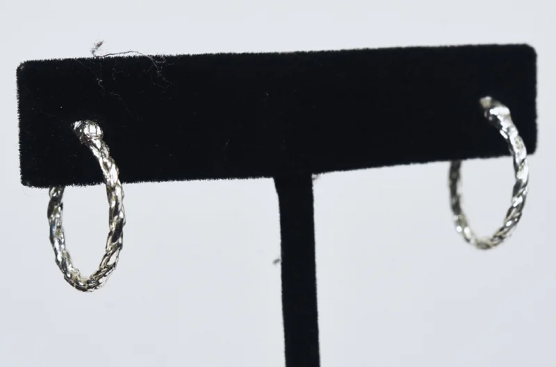 Chic Earrings for Evening Look-Small Twisted Sterling Silver Hoop Earrings