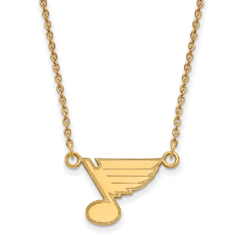 Unique Statement Necklace for Bold Fashion-10k Yellow Gold NHL St. Louis Blues Small Necklace, 18 Inch