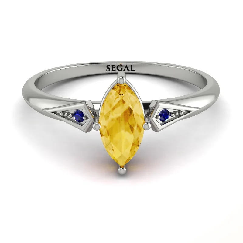 Silver Stackable Rings for Fashion-Marquise Citrine Geometrical Engagement Ring - Reese No. 615