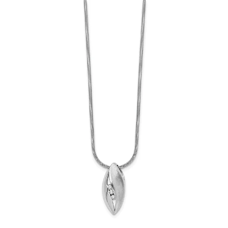 Gemstone Necklace for Wedding-3 Stone Diamond Marquise Necklace in Rhodium Plated Silver, 18-20 Inch