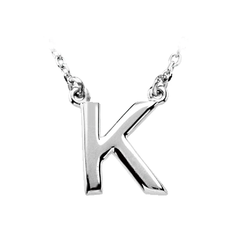 Beautiful Gold Necklace for Special Events-14K White Gold, Kendall Collection, Block Initial K Necklace, 16 Inch