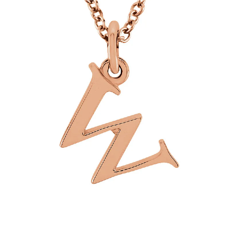 Luxury Gold Necklace for Weddings-The Abbey Lower Case Initial 'w' Necklace in 14k Rose Gold, 16 Inch