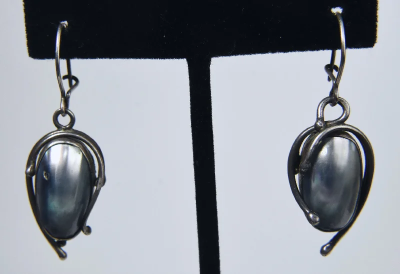 Elegant Gold Earrings for Daytime Wear-Nacre Sterling Silver Dangle Earrings