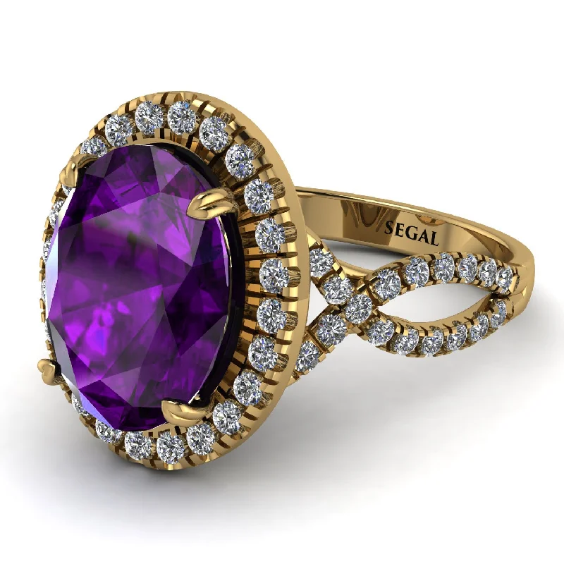 Gold Promise Ring for Engagement-Glamorous Oval Amethyst Ring - Jordyn No. 301