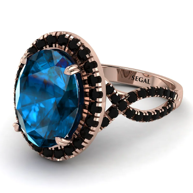 Custom Engagement Ring with Sapphire-Glamorous Oval Blue Topaz Ring - Jordyn No. 508