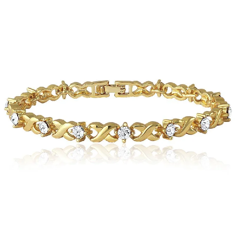 Gold Bangles for Everyday Wear-Mahi Single Strand Bracelet With Crystal