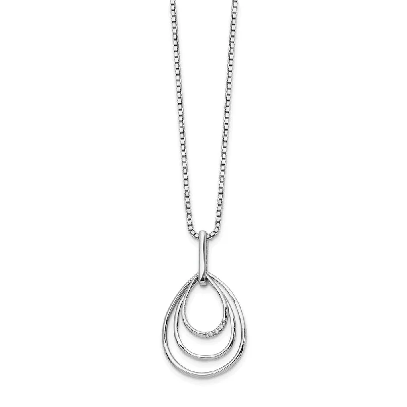 Minimalist Gold Necklace-Triple Teardrop Diamond Necklace in Rhodium Plated Silver, 18-20 Inch