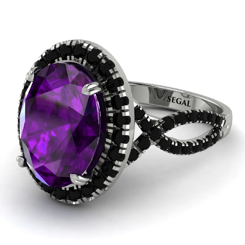 Multi-Stone Ring for Fashion Lovers-Glamorous Oval Amethyst Ring - Jordyn No. 309