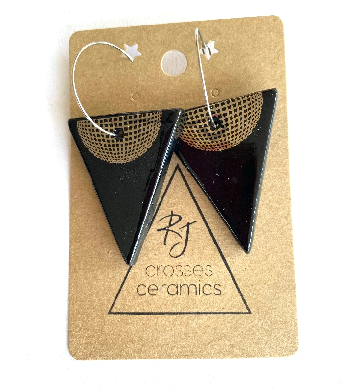 Cute Earrings for Everyday Wear-RJ Crosses Earrings - Triangle Dangles