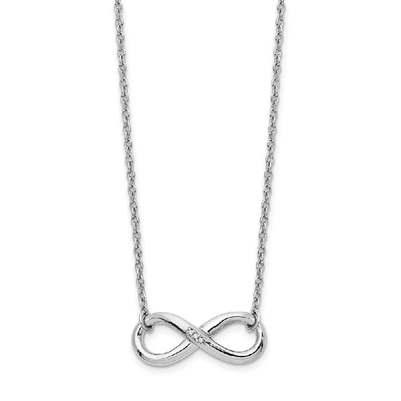 Long Pendant Necklace-Infinity Diamond Accent Necklace, Rhodium Sterling Silver, 18 Inch