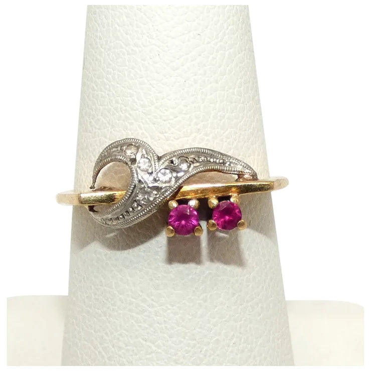 Gold Wedding Ring Set for Women-18K Gold Ruby & Diamond Custom Ring