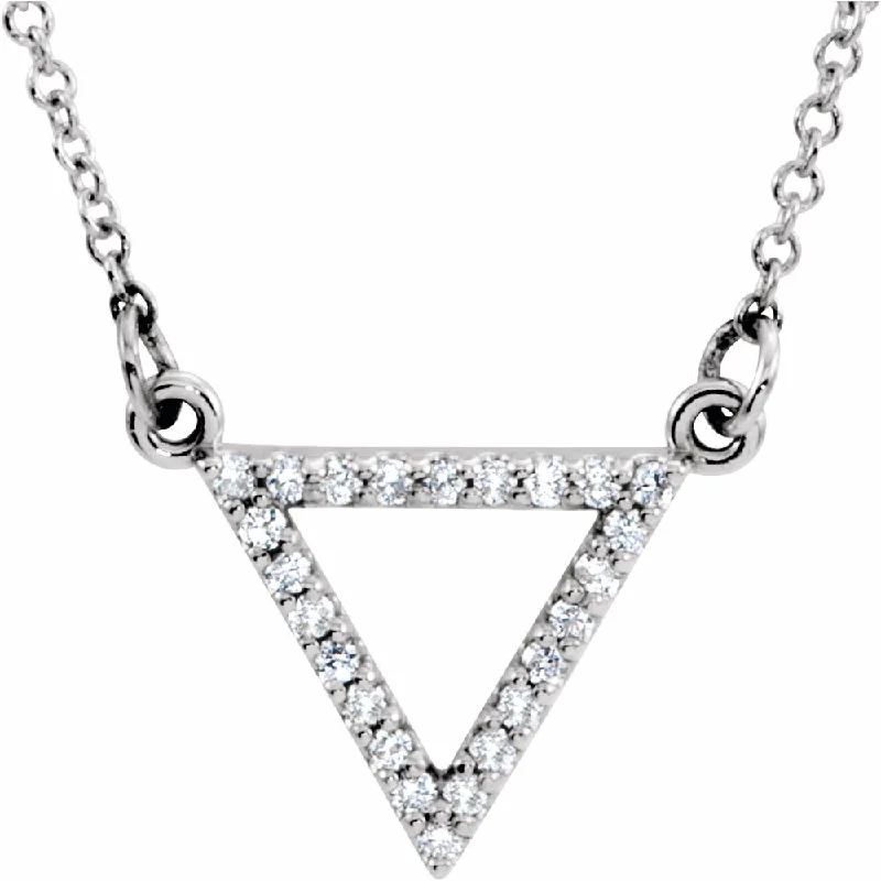 Elegant Statement Necklace for Parties-14k Yellow or White Gold 1/10 Ctw Diamond Triangle Necklace, 16 Inch