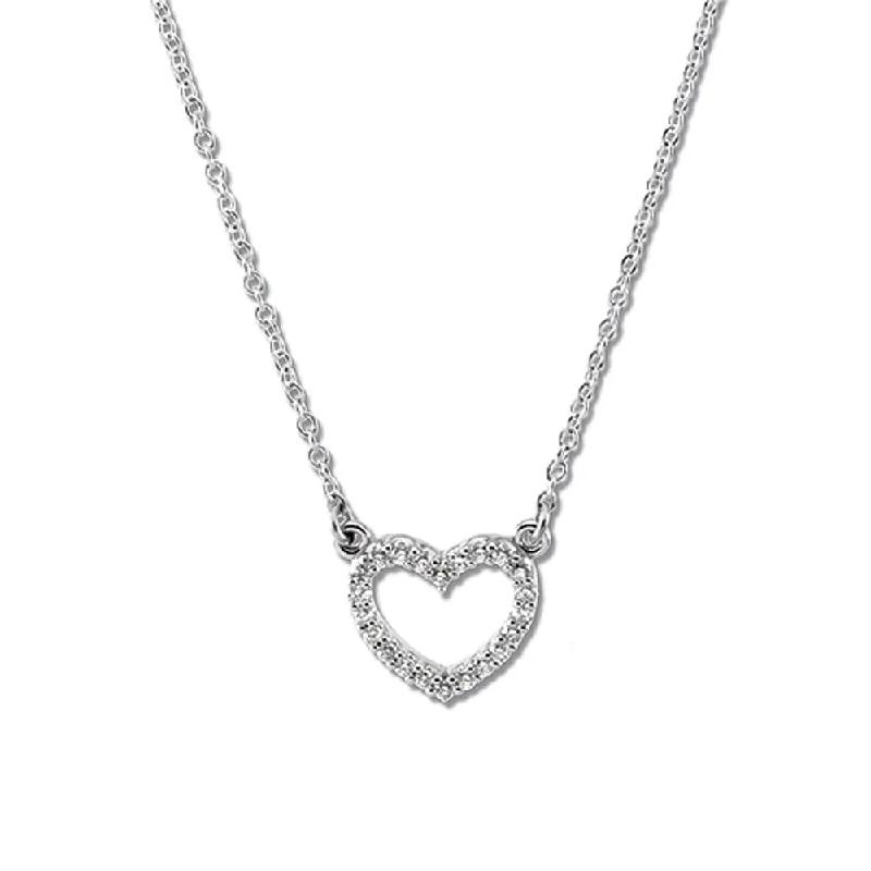 Gold Necklace with Crystal Pendant-1/15 Cttw Platinum Diamond Heart Necklace