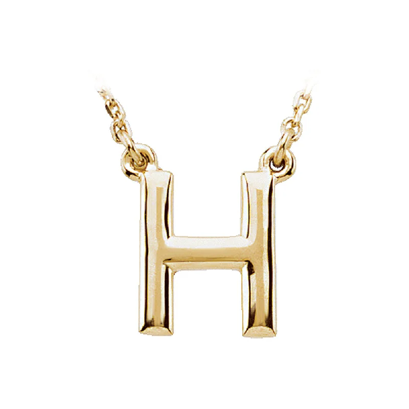 Customizable Necklace for Gifts-14K Yellow Gold, Kendall Collection, Block Initial H Necklace, 16 Inch