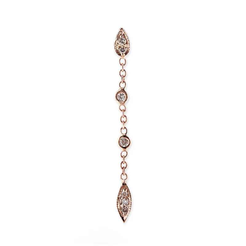 Elegant Drop Earrings for Weddings-2 Diamond Tinkerbell Chain Stud