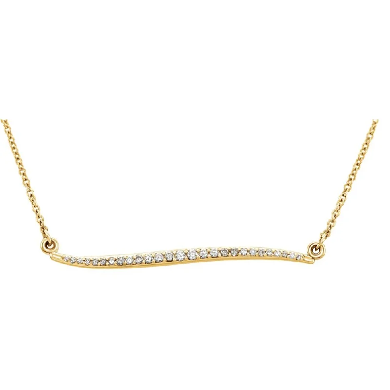 Colorful Stone Necklace for Summer-1/6 Ctw Diamond Curved Bar Necklace in 14k Yellow Gold, 17.5 Inch