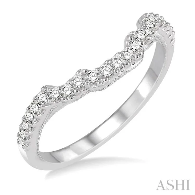 Personalized Name Ring-1/4 Ctw Round Diamond Wedding Band in 14K White Gold