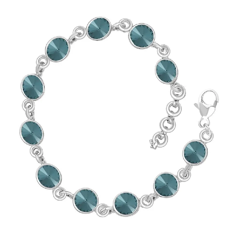 Unique Silver Bangles for Gift Ideas-Mahi Blue Eternal Love Bracelet with Crystal