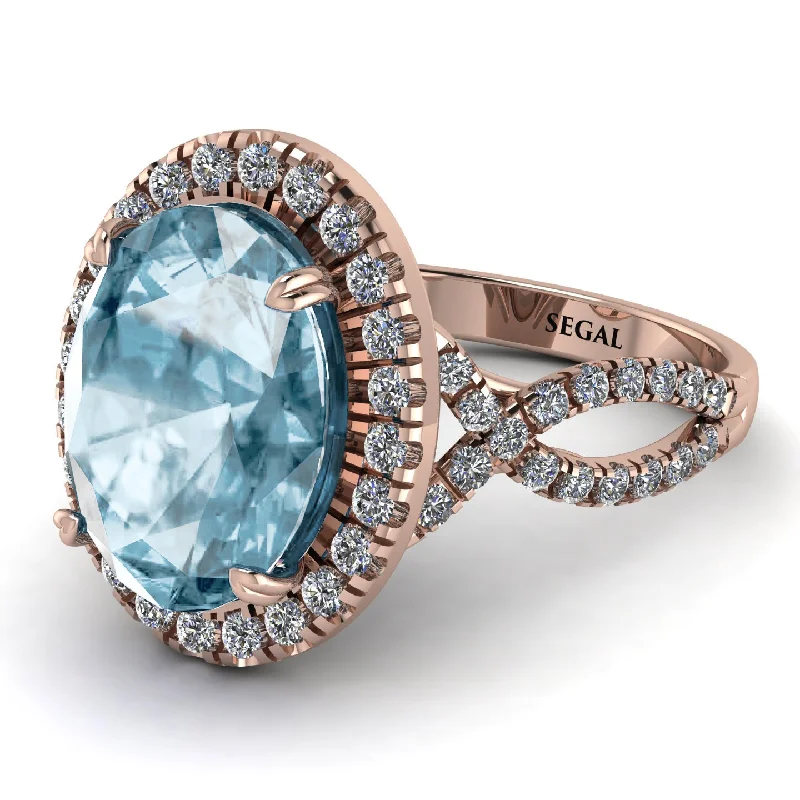 Wedding Band with Diamonds-Glamorous Oval Aquamarine Ring - Jordyn No. 402