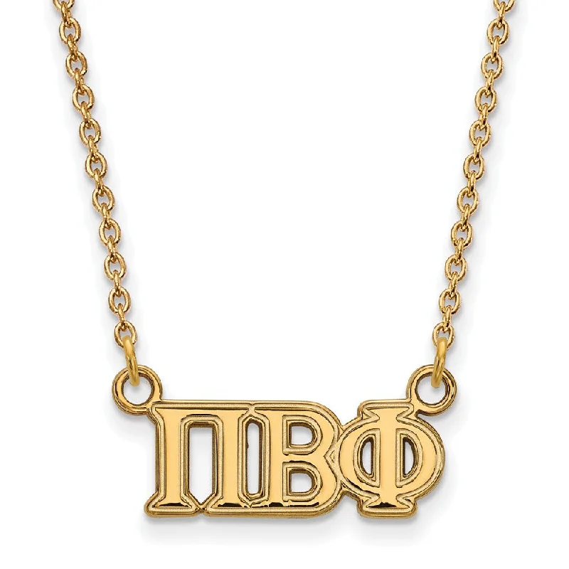 Bohemian Necklace for Hippie Style-14K Plated Silver Pi Beta Phi Medium Necklace