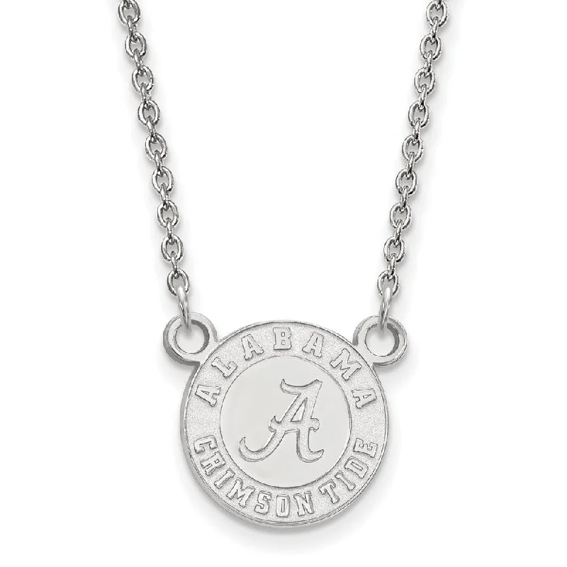 Elegant Chain Necklace for Weddings-Sterling Silver U of Alabama Sm Crimson Tide Disc Necklace