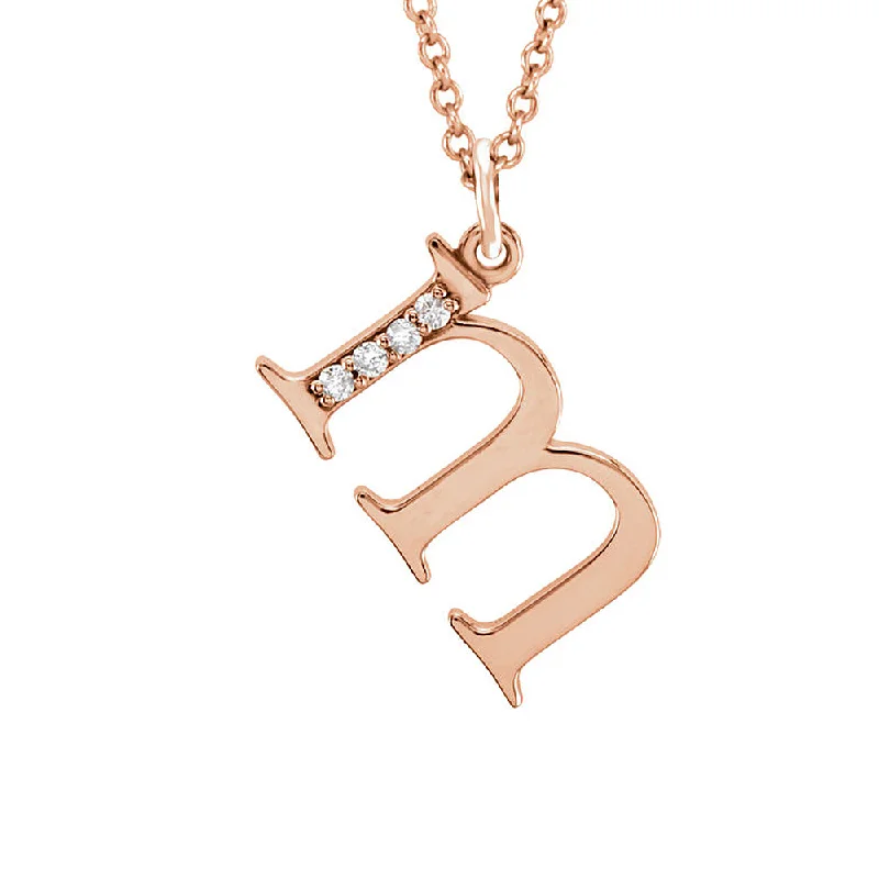 Gemstone Necklace for Summer Events-The Abbey 14k Rose Gold Diamond Lower Case Initial 'm' Necklace 16 In