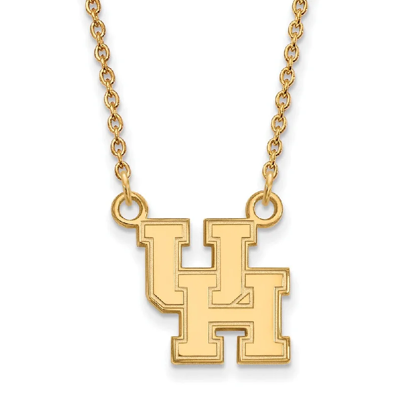 Personalized Family Necklace-14k Gold Plated Silver U of Houston Small Pendant Necklace