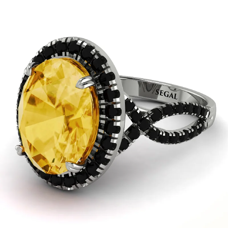 Luxury Diamond Ring for Engagement-Glamorous Oval Citrine Ring - Jordyn No. 709