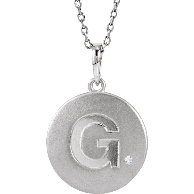 Rainbow Necklace for Festivals-The Emma Sterling Silver Diamond Block Initial G Disc Necklace, 18 In.