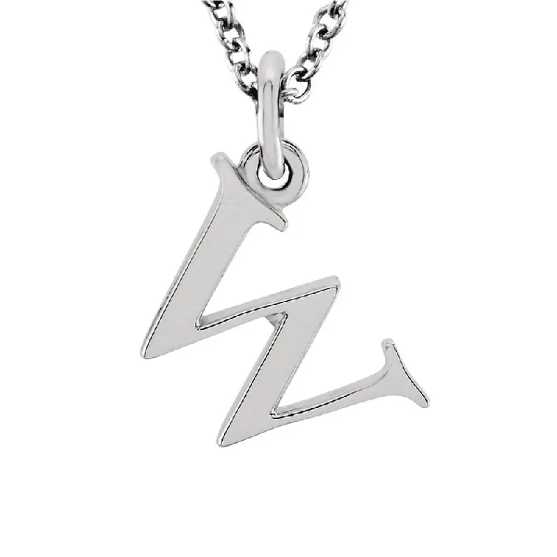 Simple Chain Necklace for Day-to-Day Look-The Abbey Lower Case Initial 'w' Necklace in 14k White Gold, 16 Inch