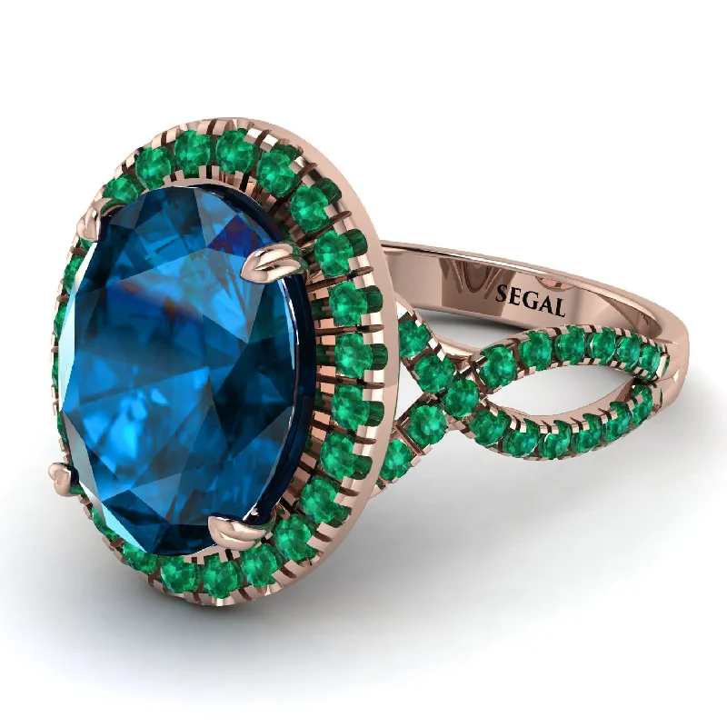 Trendy Gold Ring for Fashion-Glamorous Oval Blue Topaz Ring - Jordyn No. 505