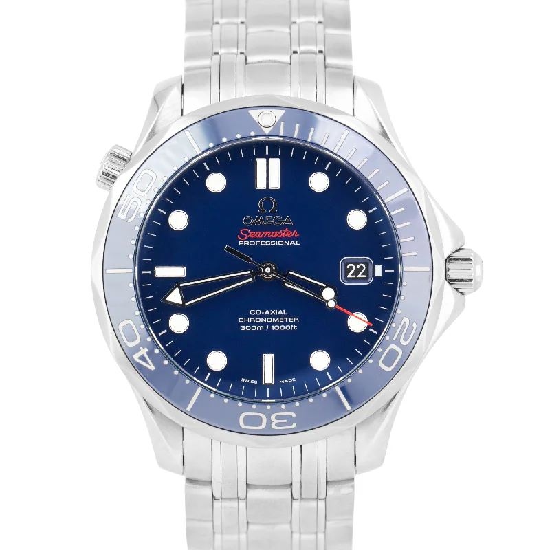 Men's Luxury Watches with Crystal Detailing-Omega Seamaster Professional 300M BLUE Steel 41mm 212.30.41.20.03.001 Watch BOX