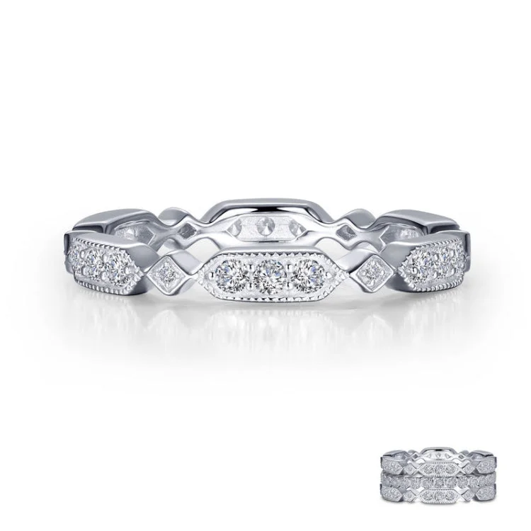 Wedding Ring with Custom Engraving-Alternating Eternity Band