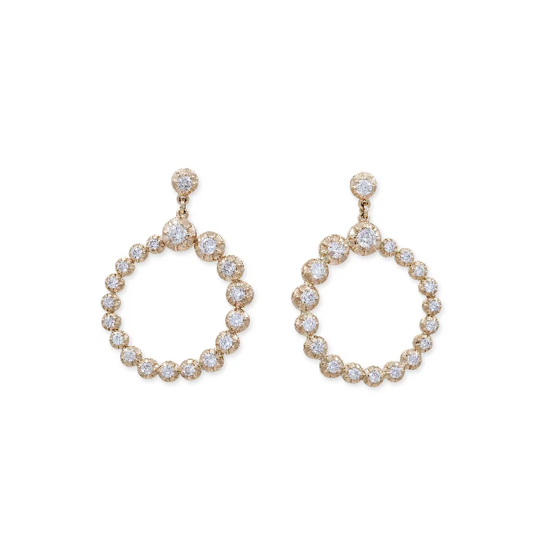 Bold Earrings for Fashionistas-GRADUATED SOPHIA DIAMOND FRONT FACING HOOPS