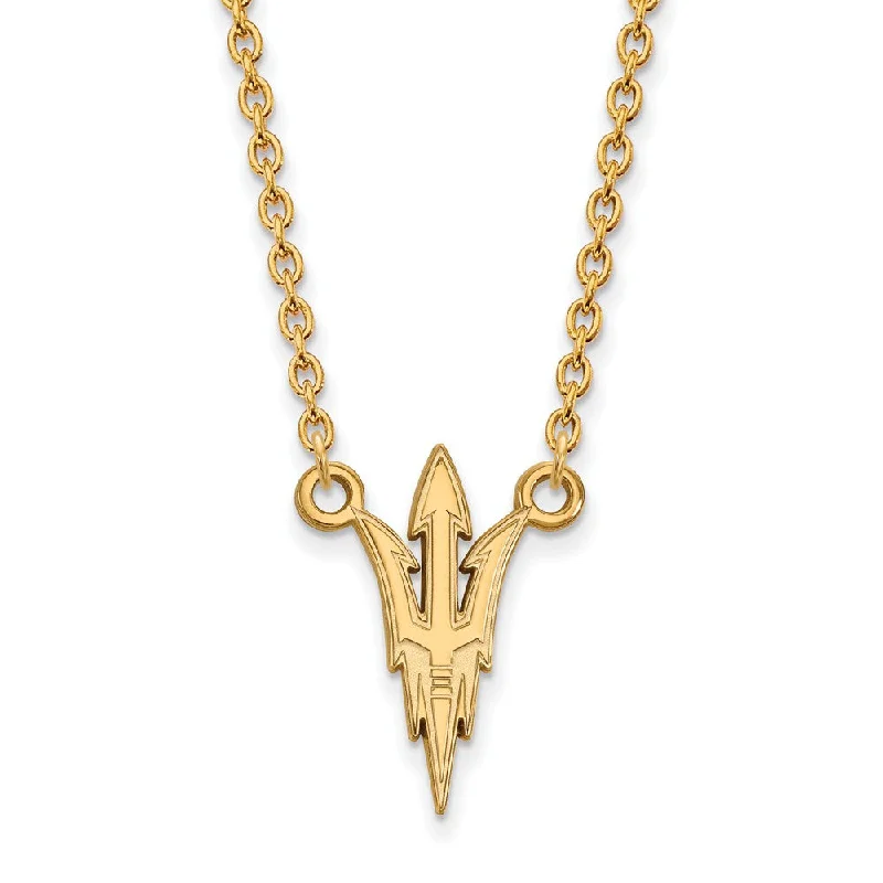 Diamond Pendant Necklace-10k Yellow Gold Arizona State Large Trident Pendant Necklace