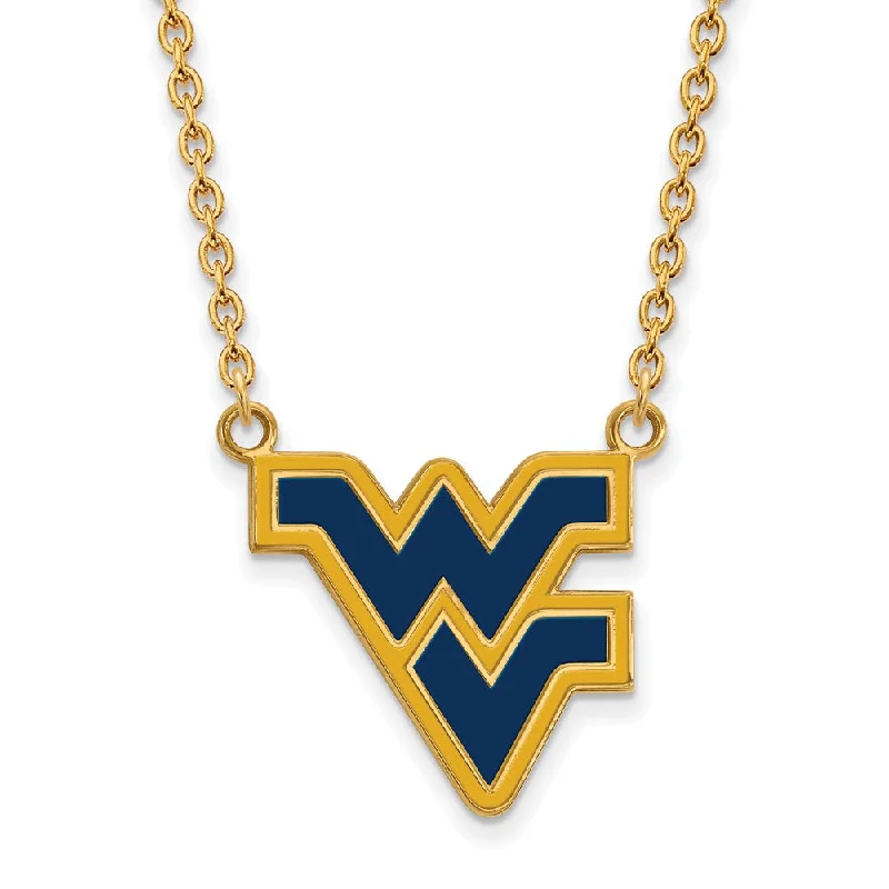 Stylish Pendant Necklace for Trendy Looks-14k Gold Plated Silver West Virginia U Lg Enamel Pendant Necklace