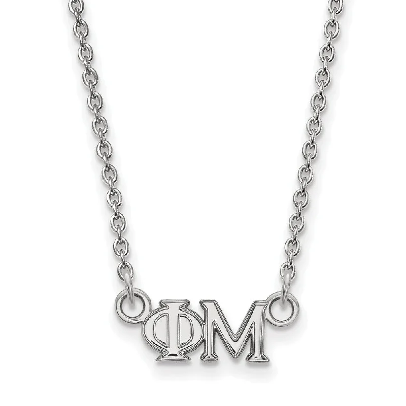 Boho Chic Necklace for Women-Sterling Silver Phi Mu XS (Tiny) Greek Letters Necklace