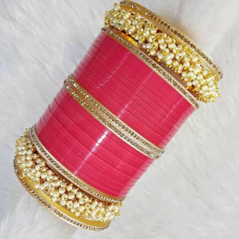 Custom Bangles with Personalized Charms-Martina Jewels Pack Of 6 Traditional Gold Plated Acrylic Plastic Bangles Set