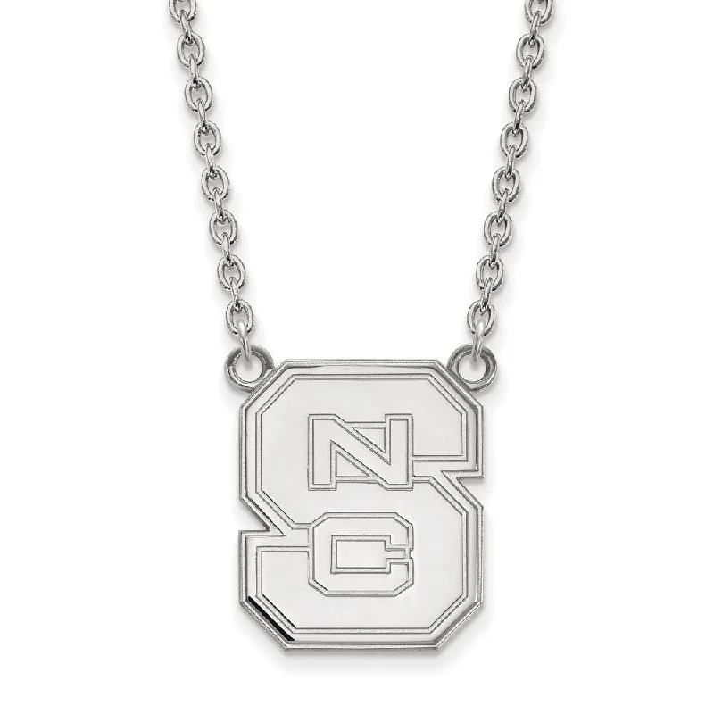 Customizable Necklace for Gifts-Sterling Silver North Carolina Large 'NCS' Pendant Necklace