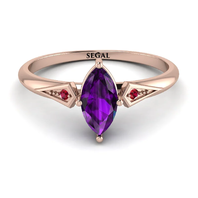 Luxury Sapphire Ring for Anniversary-Marquise Amethyst Geometrical Engagement Ring - Reese No. 311