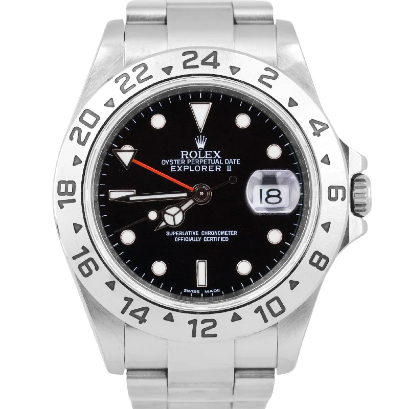 Unique Watches for Collectors-UNPOLISHED Rolex Explorer II Black REHAUT 40mm 3186 Stainless Steel 16570 Watch