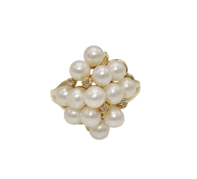 Handcrafted Engagement Ring for Women-14K Gold Cultured Pearl Ring