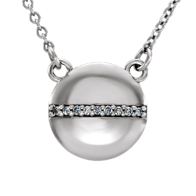 Luxury Crystal Necklace for Glamour-.025 Ctw Diamond 10mm Circle Necklace in 14k White Gold, 16 Inch