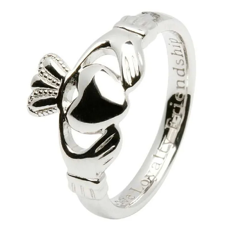 Chunky Statement Ring for Women-Shanore : Ladies Claddagh Comfort fit Silver Ring