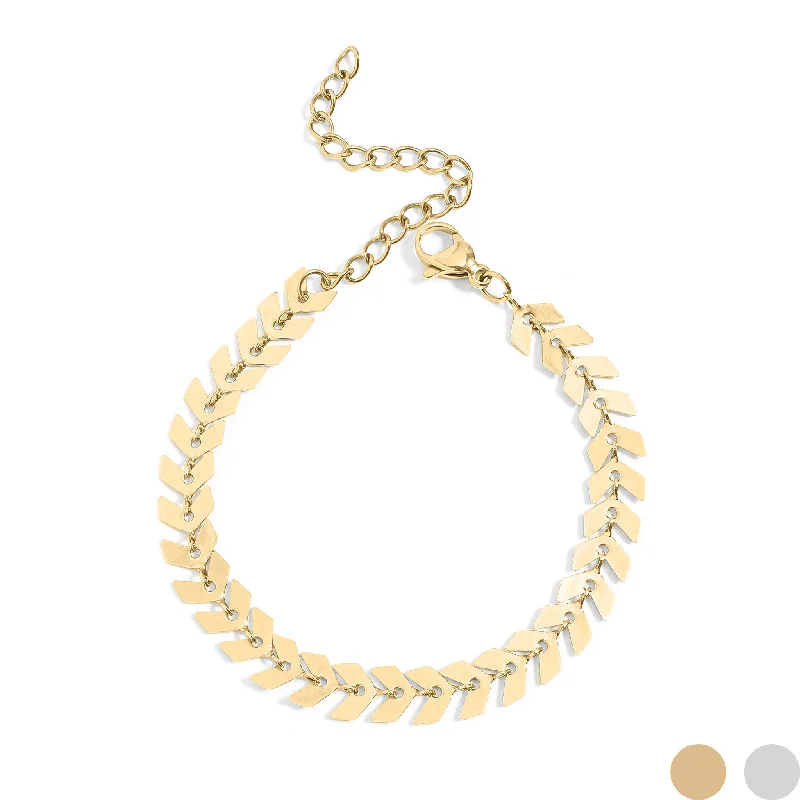 Chunky Bracelets for Statement Look-18K Gold PVD Stainless Steel Chevron Bracelet or Anklet / BRJ9099