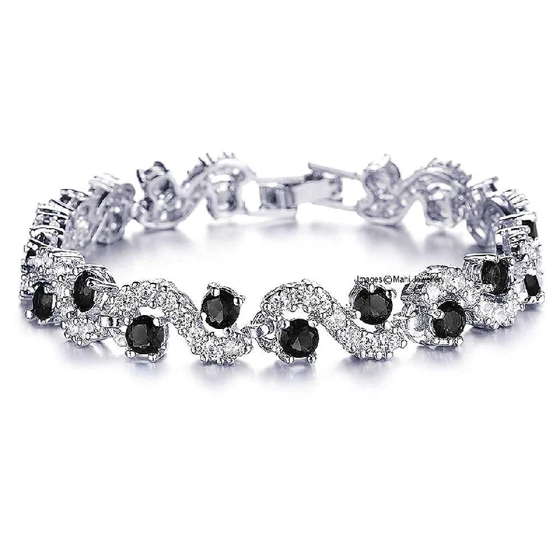 Vintage Style Bangles for Brides-Mahi Rich Royal Back Crystals Bracelet - BR1100280RBla