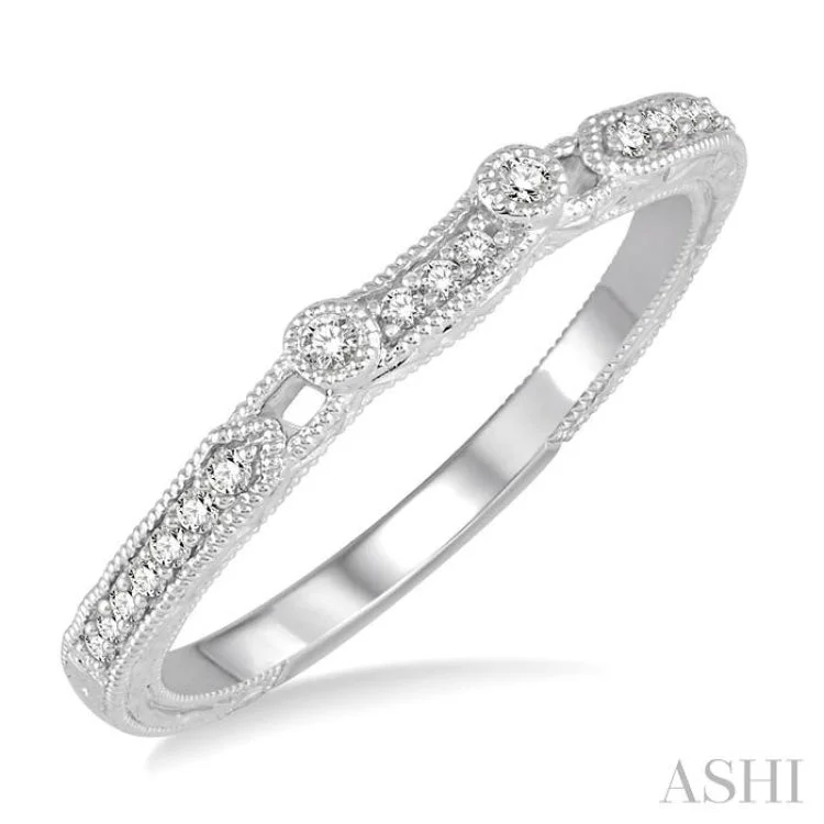 Simple Silver Ring Set for Couples-1/10 Ctw Round Cut Diamond Wedding Band in 14K White Gold