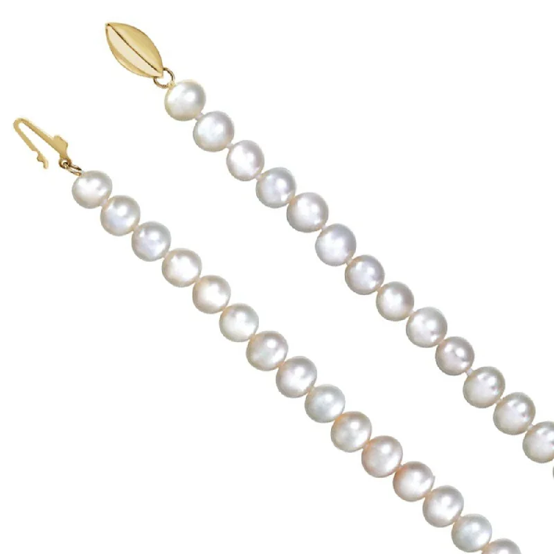 Dainty Necklace for Everyday Looks-5.0-5.5mm, White FW Cultured Pearl & 14k Yellow Gold Necklace, 18 Inch